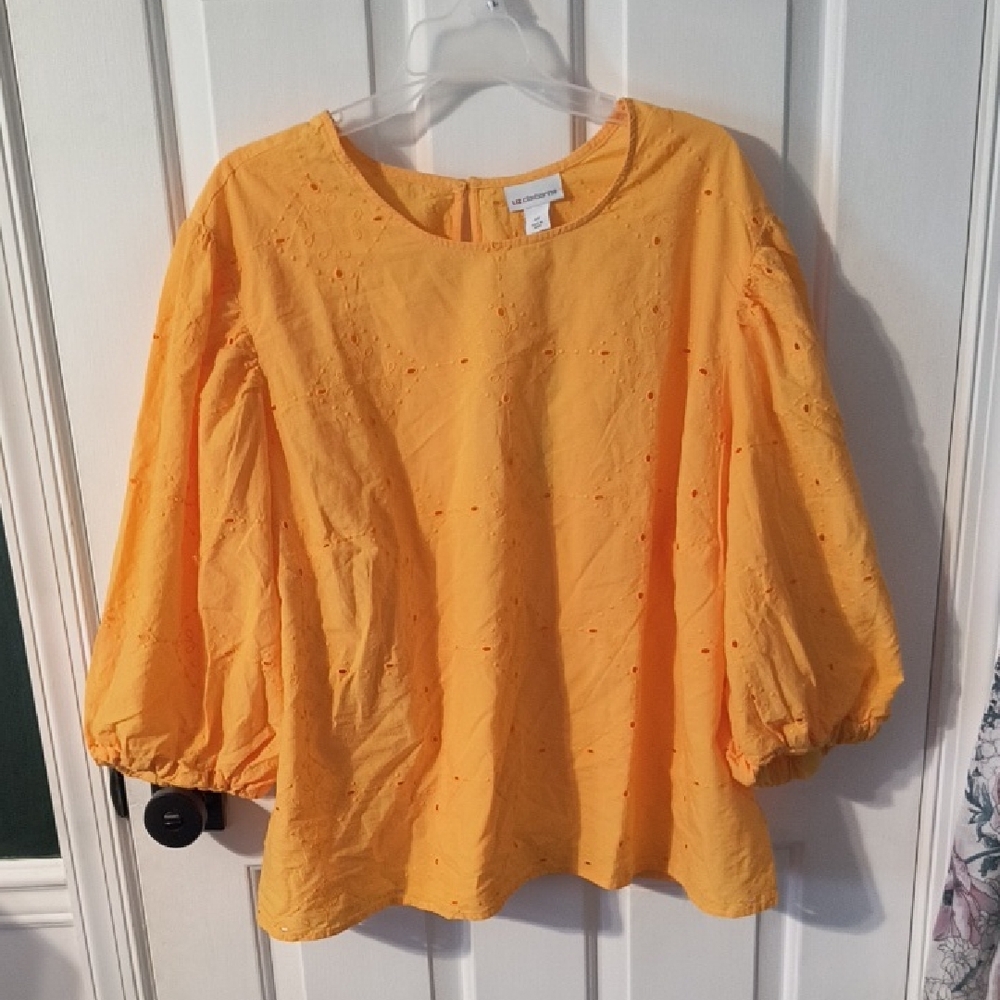 Liz Claiborne Gold 3/4 Sleeve Blouse Relaxed Fit